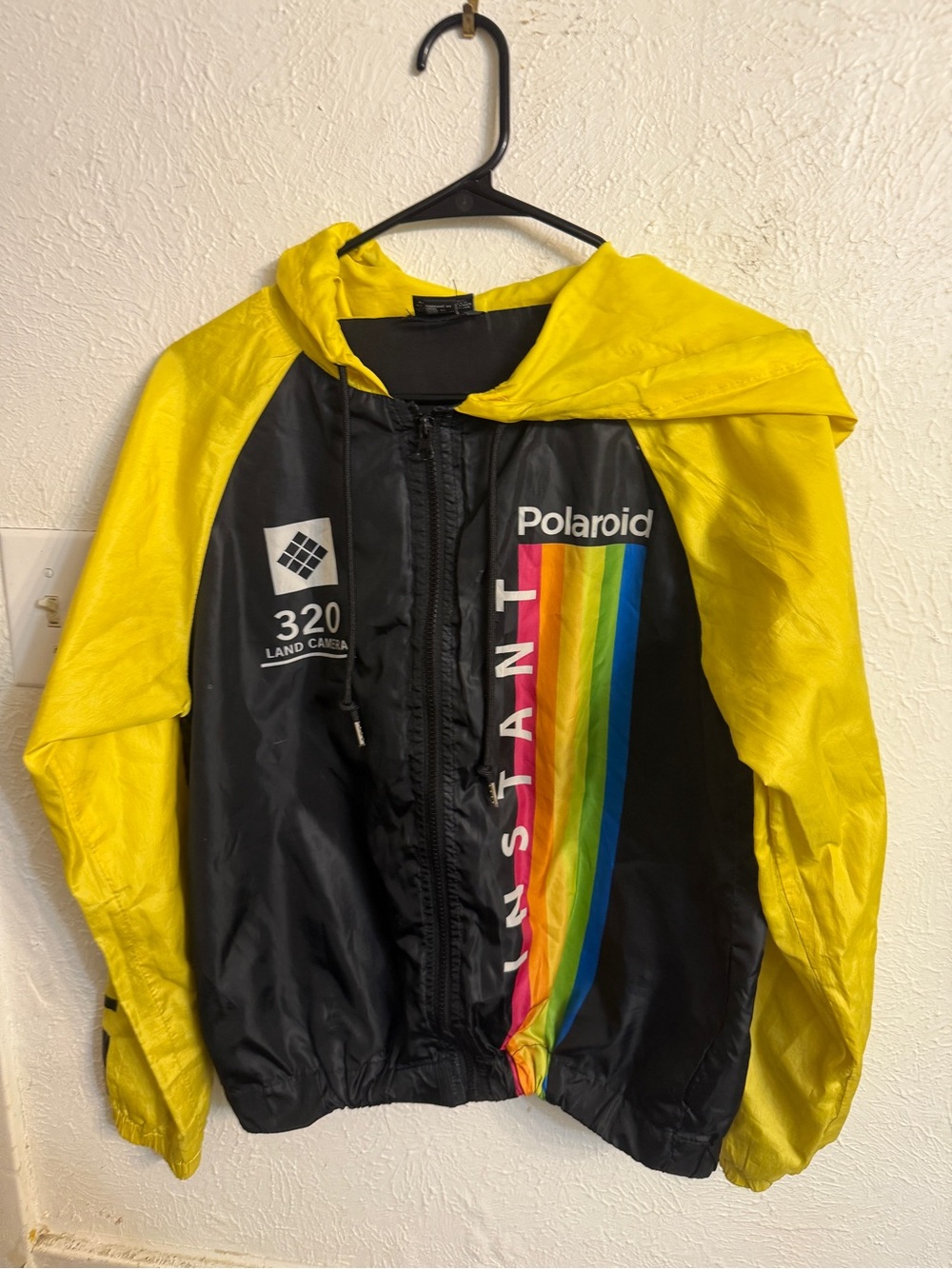 Vintage Polaroid Women's Yellow & Black Windbreaker Jacket